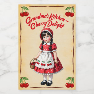 Rótulo Para Comida Delícia de Cereja da Cozinha da Vovó Vintage