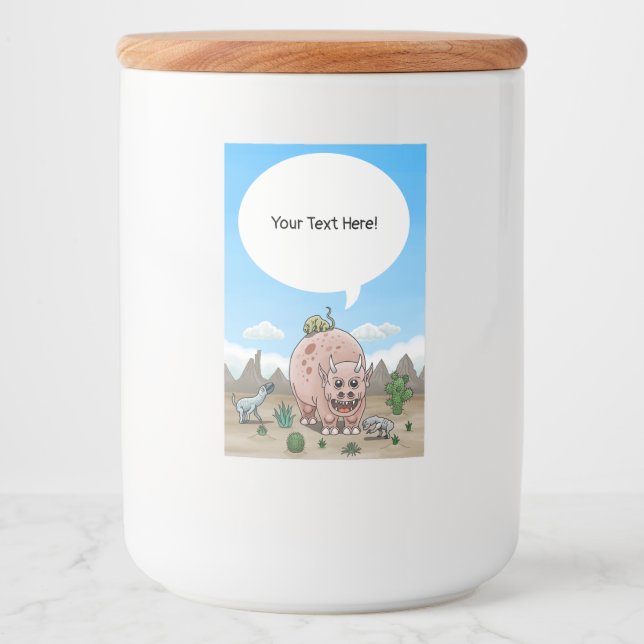 Rótulo Para Comida Dinossauro fantasia no deserto (Frente)