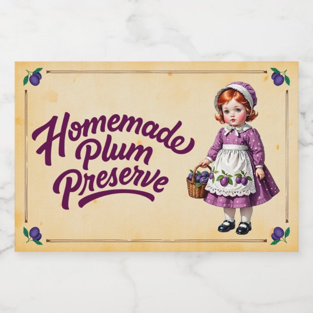 Rótulo Para Comida Doce de Ameixa Caseiro - Vintage (Rótulo Único)