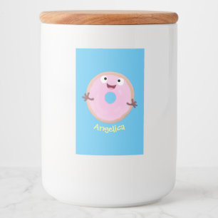 Rótulo Para Comida Doce donut cor-de-rosa glaseado de desenho animado