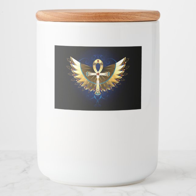 Rótulo Para Comida Dourada Ankh com Asas (Frente)