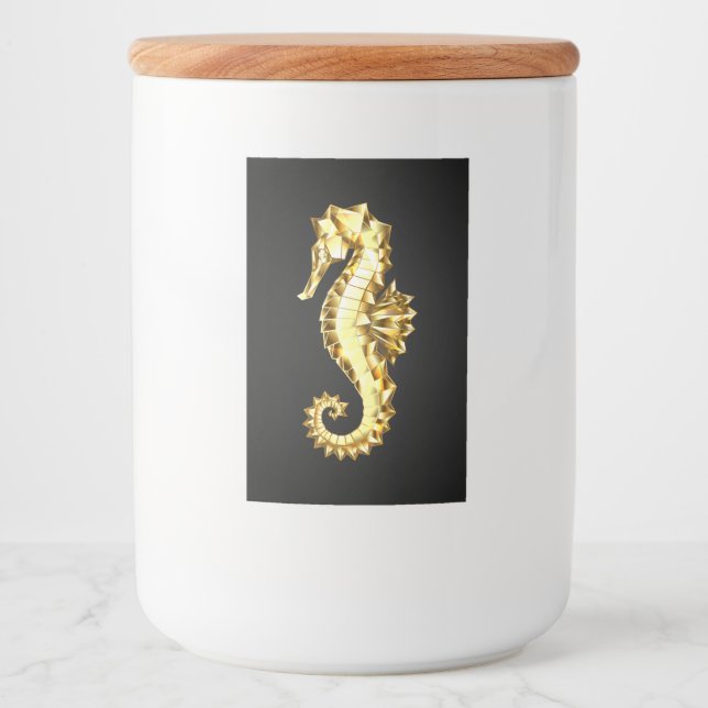 Rótulo Para Comida Dourado Cavalo de Mar Poligonal (Frente)