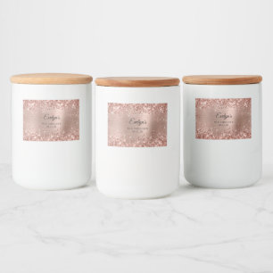 Rótulo Para Comida Dourado Rosa Brilhante com Lantejoulas 40 & Fabulo