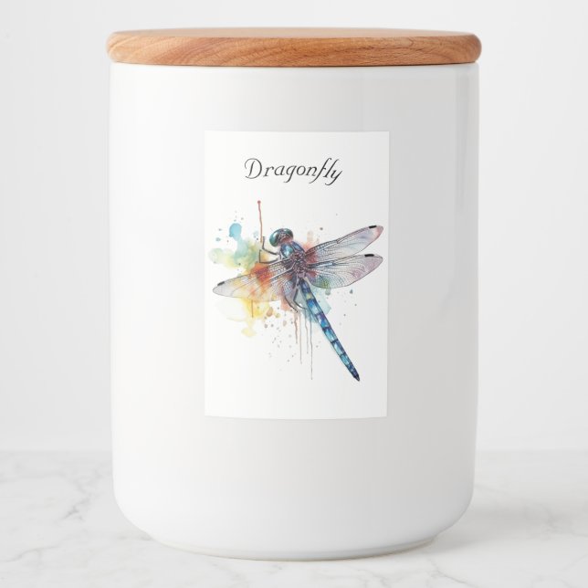 Rótulo Para Comida Dragonfly Colorida personalizável (Frente)