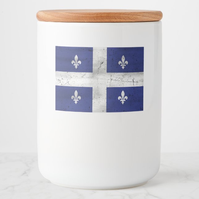 Rótulo Para Comida Drapeau du Québec, estilo grunge érodé (Frente)