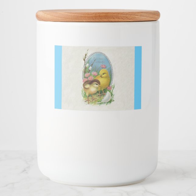 Rótulo Para Comida Duas Pintinhos de Páscoa Inchadas Flores Bonito De (Frente)