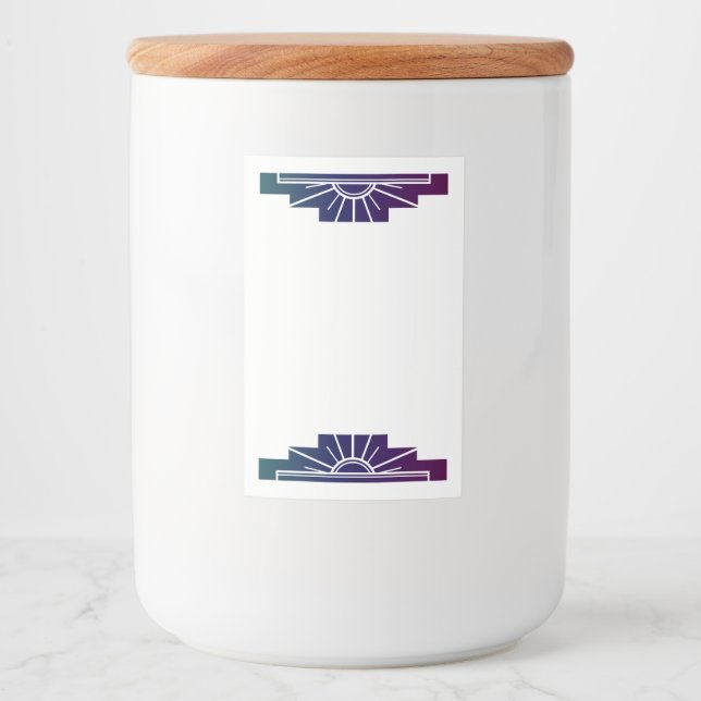 Rótulo Para Comida Elemento solar de arte deco no arco-íris escuro (Frente)