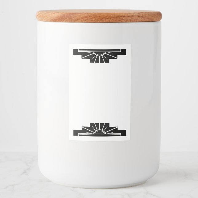 Rótulo Para Comida Elemento solar de deco da arte em preto (Frente)