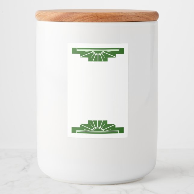 Rótulo Para Comida Elemento solar de deco da arte em verde escuro (Frente)