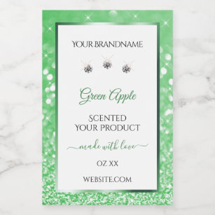 Rótulo Para Comida Emerald Green Glitter White Product Labels Jewels