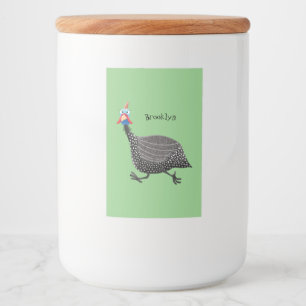 Rótulo Para Comida Engraçado desenho animado de aves Guineafowl