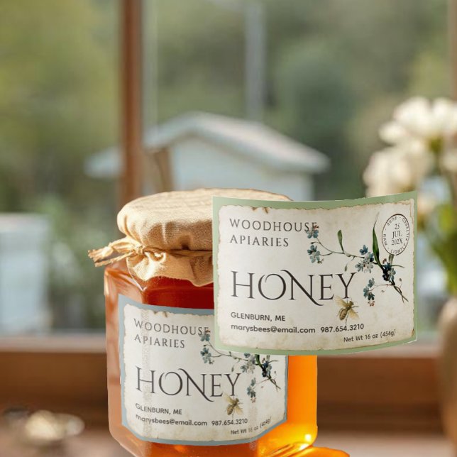 Rótulo Para Comida Esquece-me de pergaminho, mel de abelha 3x2" de (Criador carregado)