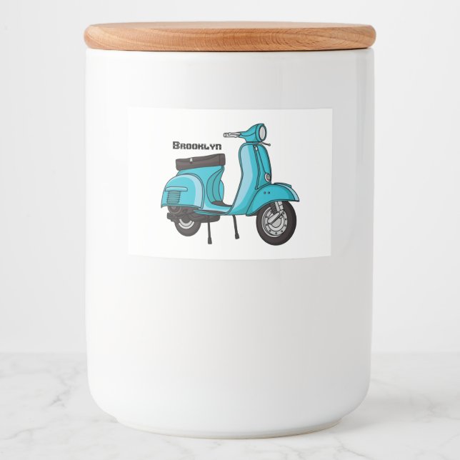 Rótulo Para Comida Exemplo de desenho animado de motocicleta em forma (Frente)