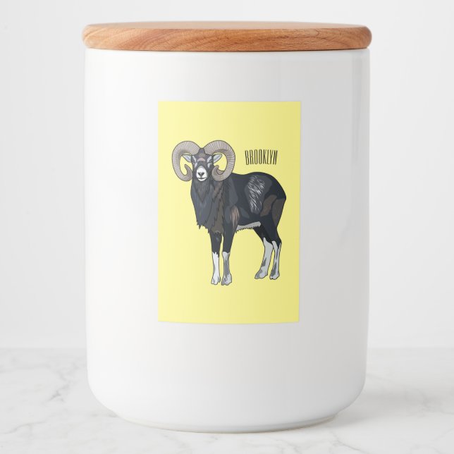 Rótulo Para Comida Exemplo de desenho animado de ovelhas Mouflon (Frente)