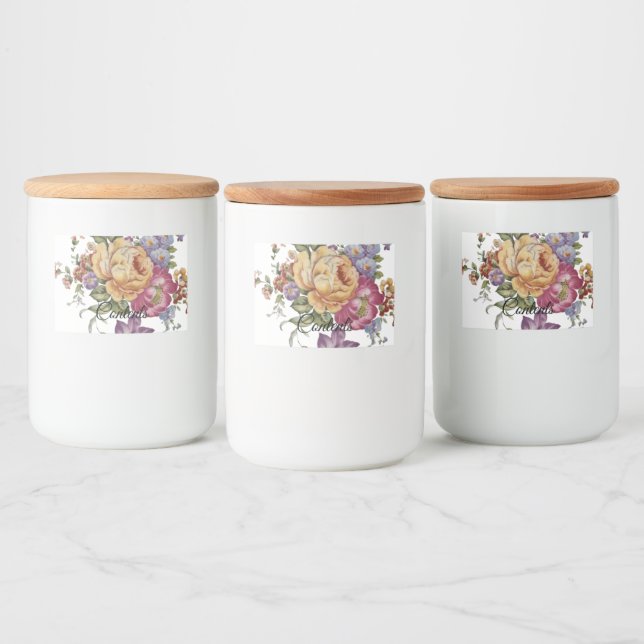 Rótulo Para Comida Fantasia Floral (Garrafas)