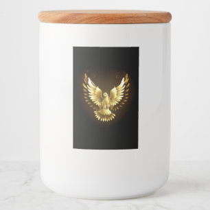 Rótulo Para Comida Faux Gold Foil Peace Dove em Preto