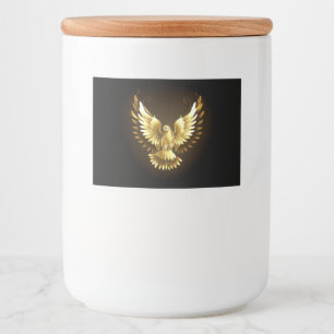 Rótulo Para Comida Faux Gold Foil Peace Dove em Preto