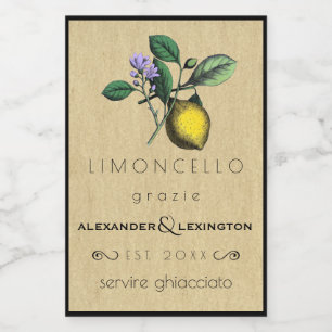Rótulo Para Comida Favor Limoncello DIY do convidado do casamento