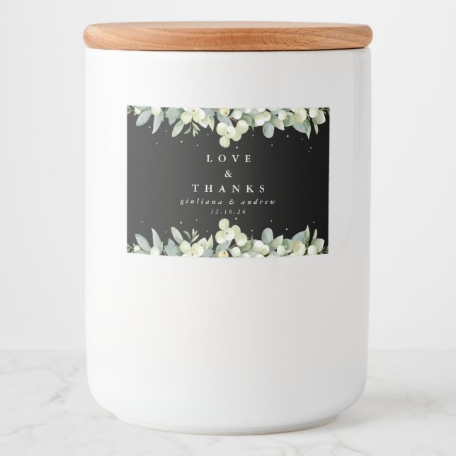 Rótulo Para Comida Favors de casamento de inverno Eucalipto+Framboa N (Frente)