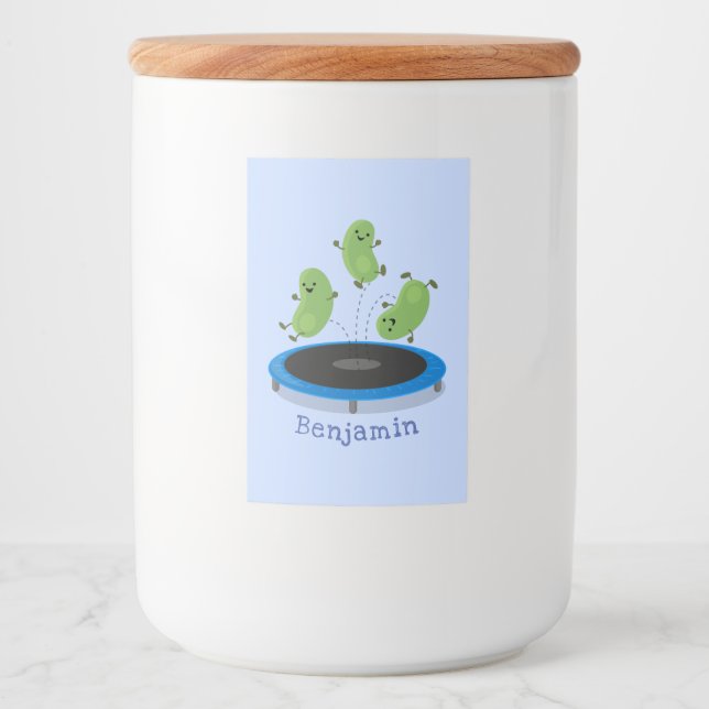 Rótulo Para Comida Feijão verde-grão-branco em cartoon trampoline (Frente)