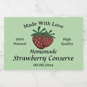 Rótulo Para Comida Feito com amor Modelo de geléia de conserva de mor