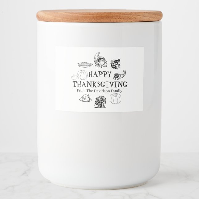 Rótulo Para Comida Feliz Ação de Graças, personalize os favores do no (Frente)