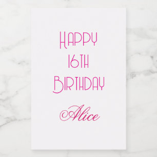 Rótulo Para Comida Feliz aniversário de 16 anos Nome personalizado id