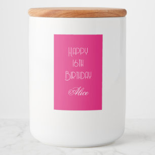 Rótulo Para Comida Feliz aniversário de 16 anos Nome personalizado Ro