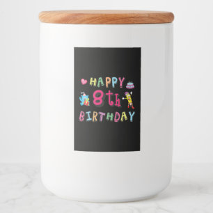 Rótulo Para Comida Feliz aniversário de 8 anos. 8 anos de aniversário