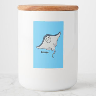 Rótulo Para Comida Feliz desenho animado de peixes-raia
