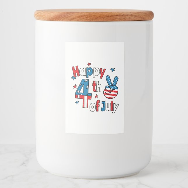 Rótulo Para Comida Feliz Dia da Independência em 4 de julho (Frente)