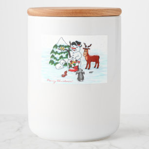 Rótulo Para Comida Feliz Natal! Neve com Amigos