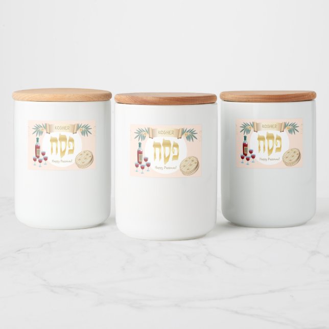 Rótulo Para Comida Feliz Passover Foliday Kosher Pesach Seder (Garrafas)