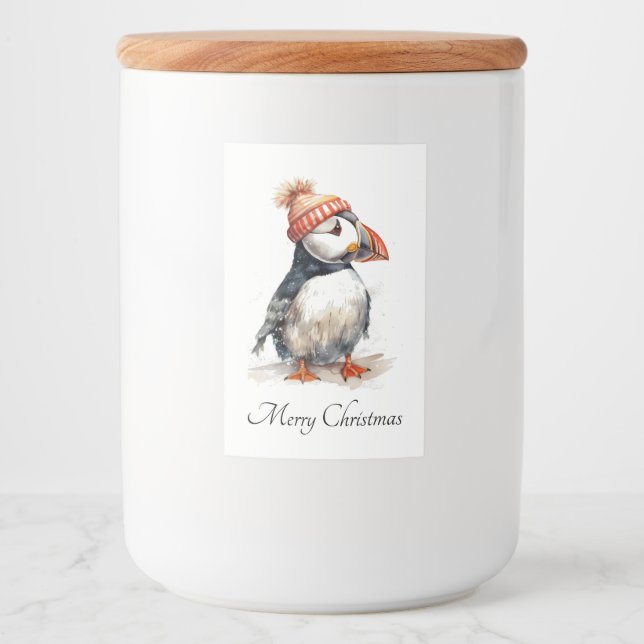 Rótulo Para Comida Feliz Puffin, personalizado (Frente)