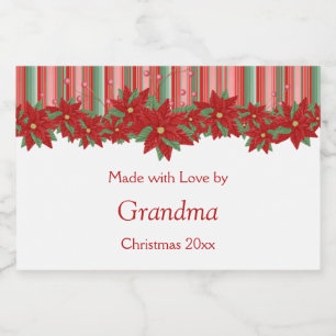 Rótulo Para Comida FesNatal Vermelho Poinsetos Vermelhos