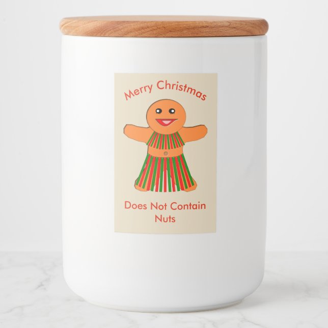 Rótulo Para Comida Festa de Natal Gingercake Mulher Engraçada (Frente)