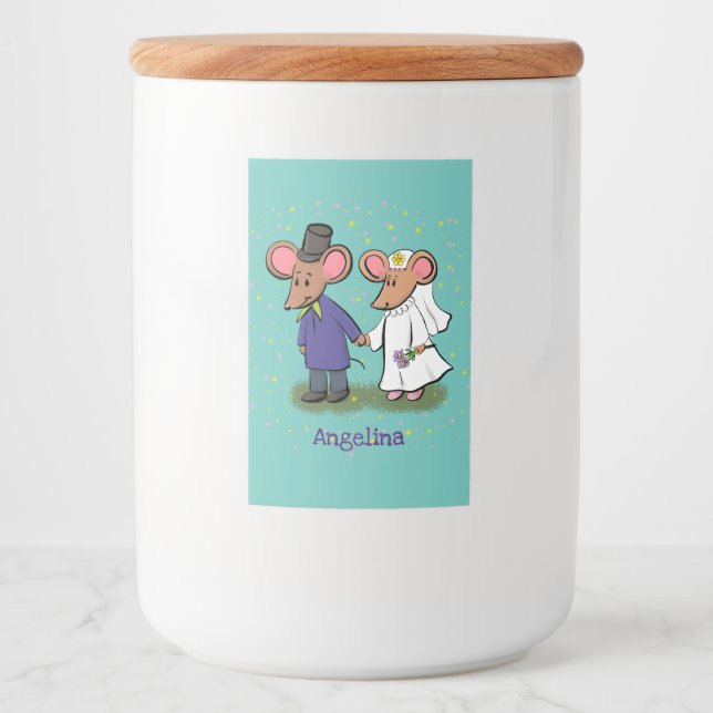 Rótulo Para Comida Figura de desenho animado do casal do mouse (Frente)