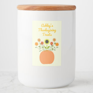 Rótulo Para Comida Flores de Ação de Graças em Pumpkin Personalizado