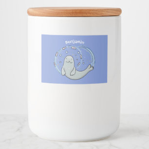 Rótulo Para Comida Foca-branca e ilustração de desenho animado de a