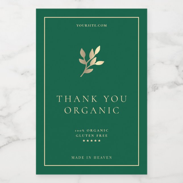 Rótulo Para Comida Folha de Planta Dourada Verde Caçador Minimal Simp (Rótulo Único)