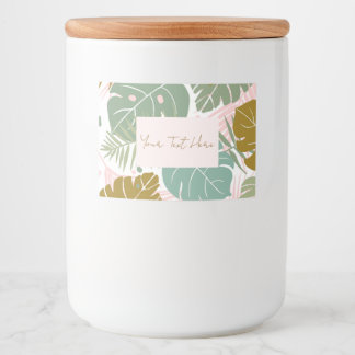 Rótulo Para Comida Folhagem Tropical - Padrão De Monstera E Folha De