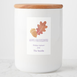 Rótulo Para Comida Folhas de carvalho e Design de acorna em roxo e la
