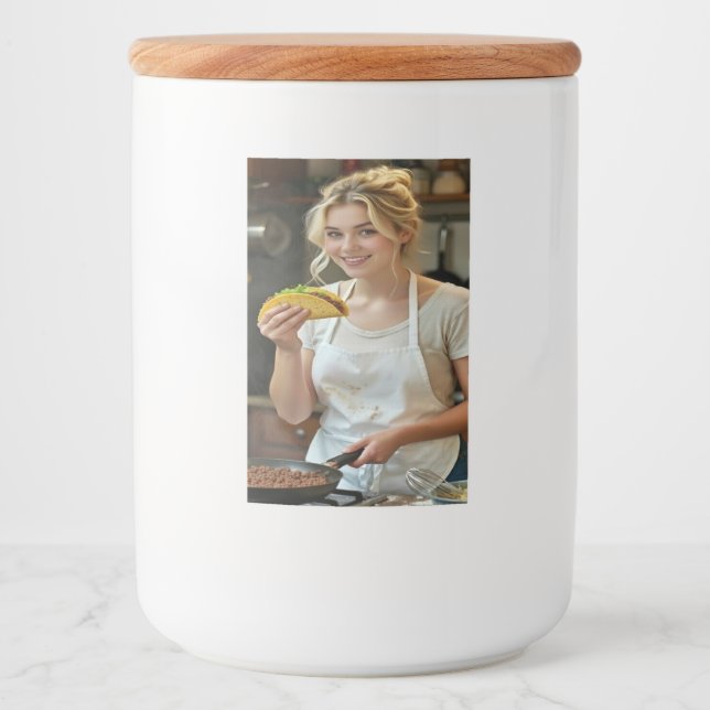 Rótulo Para Comida Foto de Comer Tacos Personalizar (Frente)