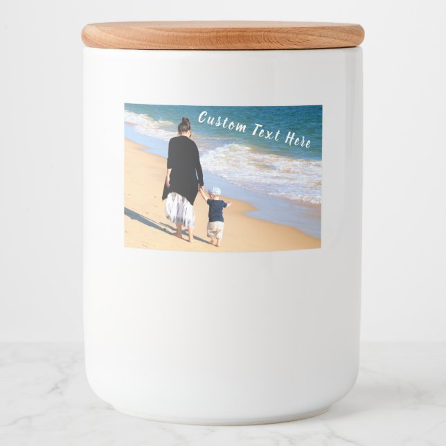 Rótulo Para Comida Foto e texto personalizados - seu próprio Design - (Frente)