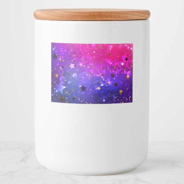 Rótulo Para Comida Fundo Azul Cor-de-rosa brilhante (Frente)
