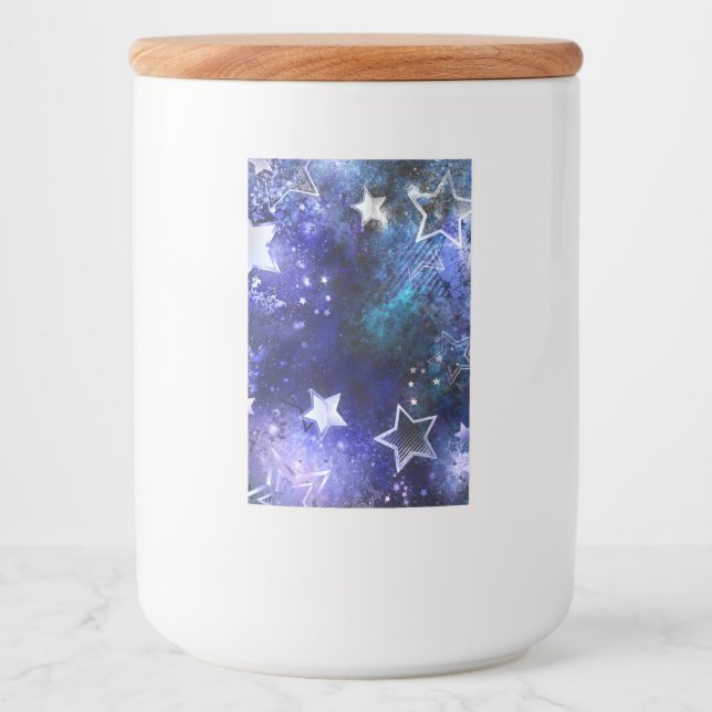 Rótulo Para Comida Fundo de Espaço com Estrelas (Frente)