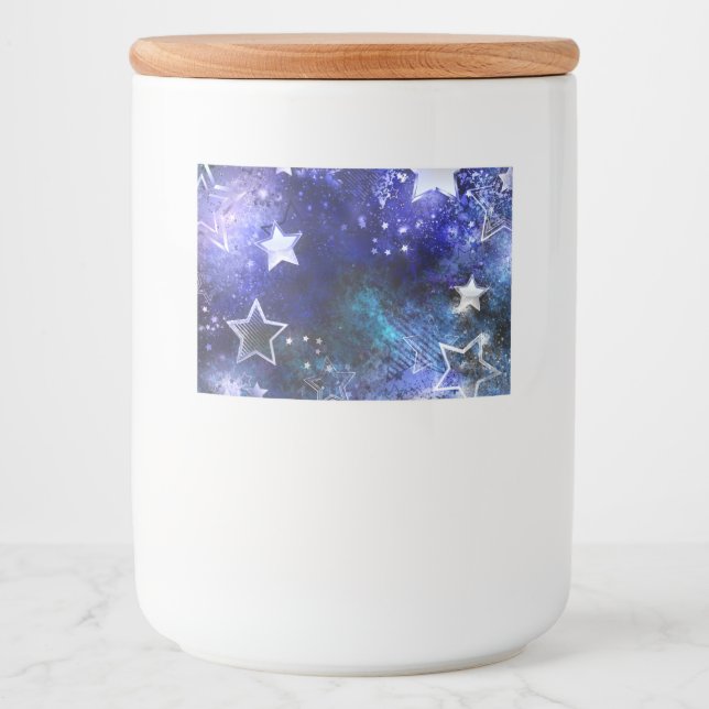 Rótulo Para Comida Fundo de Espaço com Estrelas (Frente)