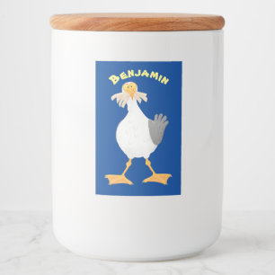 Rótulo Para Comida Gaivota engraçada com desenho de batatas fritas