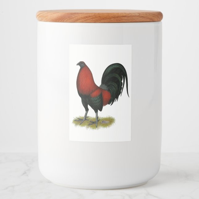 Rótulo Para Comida Galo Vermelho Preto de Briga Americano (Frente)