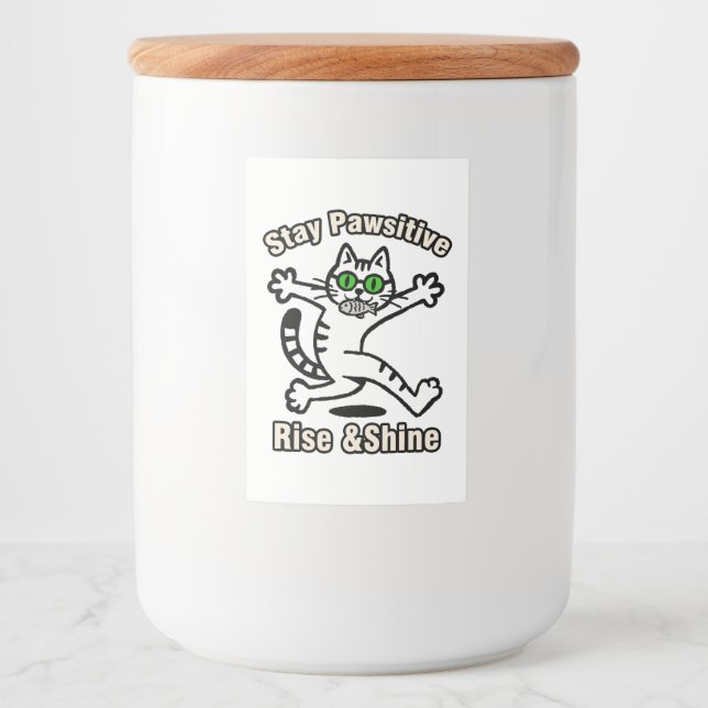 Rótulo Para Comida Gato Fique Positivo (Frente)